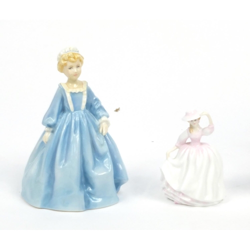 418 - Collectable figures comprising Royal Worcester  Grandmothers Dress, Royal Doulton Buttercup and a Ll... 