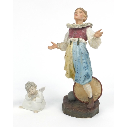 418 - Collectable figures comprising Royal Worcester  Grandmothers Dress, Royal Doulton Buttercup and a Ll... 