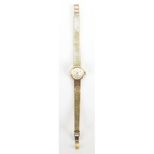 826 - Ladies 9ct gold Record wristwatch with 9ct gold strap, boxed, approximate weight 25.2g