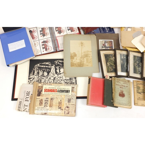 639 - Assorted ephemera including black and white photographs, script, Shakespeare books, coloured engravi... 