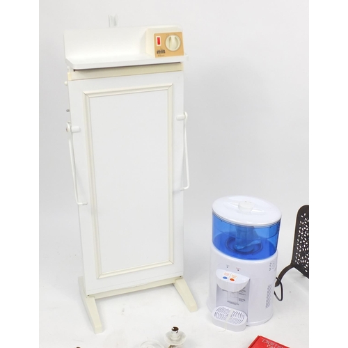 535 - Miscellaneous items including water cooler, digital camera, trouser press and fire guard