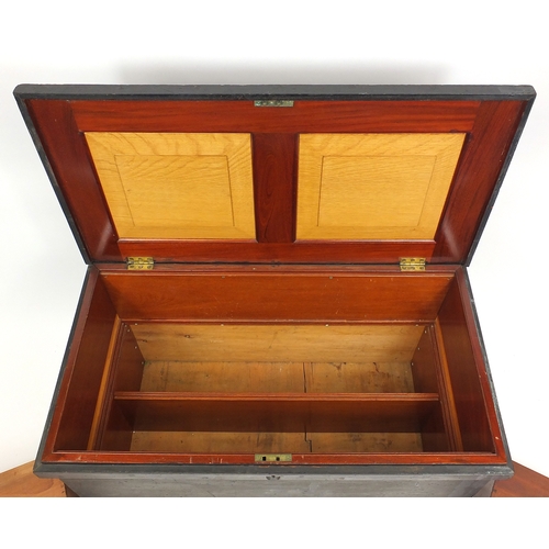 2009 - Pine mahogany and oak fitted tool chest, 57cm H x 100cm W x 54cm D