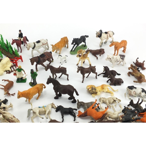 483 - Group of vintage farmyard animals, including Britain's examples