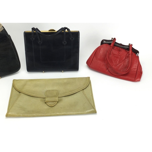 2045 - Four vintage bags including a clutch bag by Lobo for Harrods