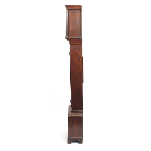 2017 - 19th century oak cased Grandfather clock, the brass dial engraved John Hocker of Reading, with Roman... 