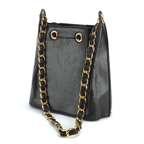 2044a - Chanel leather pull string bag, 33cm high