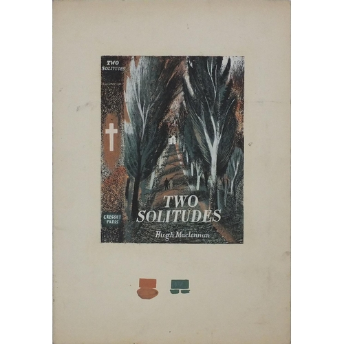 130 - Leslie Wood - Two Solitudes (Novel by Hugh H Maclennan published 1945), mixed media dust jacket desi... 