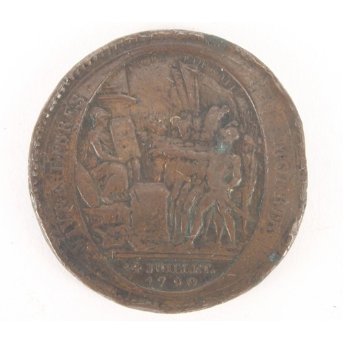 452 - French 1790 commemorative token, 4cm in diameter