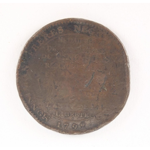 452 - French 1790 commemorative token, 4cm in diameter