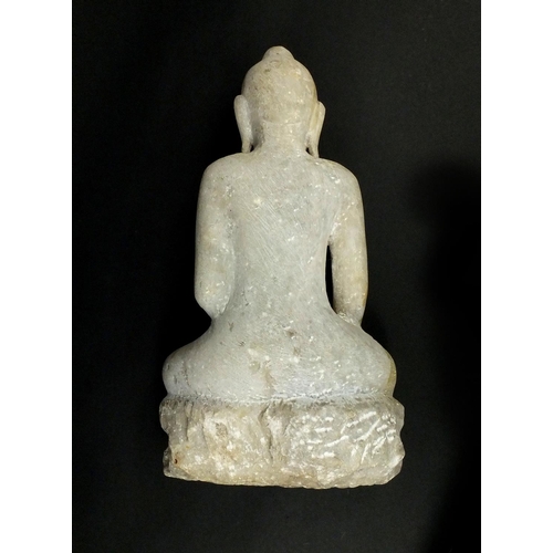 471 - Carved alabaster Thai Buddha seated in the lotus position, 41cm high