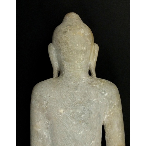 471 - Carved alabaster Thai Buddha seated in the lotus position, 41cm high