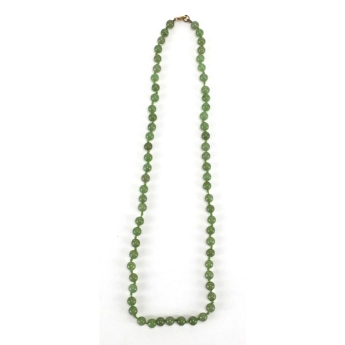 262 - Chinese jade bead necklace, 50cm in length, approximate weight 23.2g