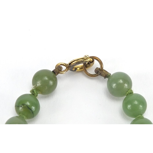 262 - Chinese jade bead necklace, 50cm in length, approximate weight 23.2g