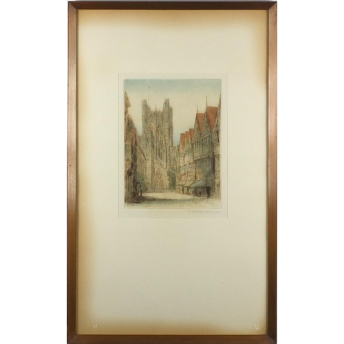 274 - James Alphege Brewer - Chester Cathedral and The East Gate pair of pencil signed coloured limited ed... 