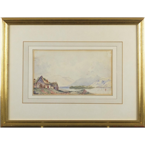 324 - William Ferguson - Mountain landscape, 19th century watercolour, Apollo Galleries label verso, mount... 