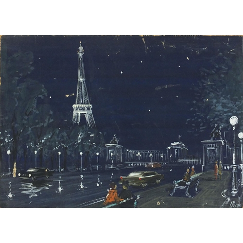 345 - Three watercolour onto board, views Parisian street scenes, each bearing a signature L Ryan, the lar... 