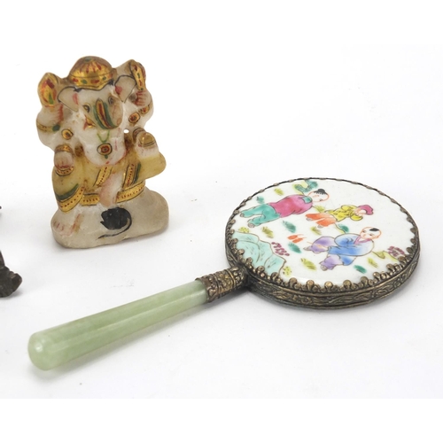 389 - Group of Oriental and Middle Eastern objects including a hand mirror