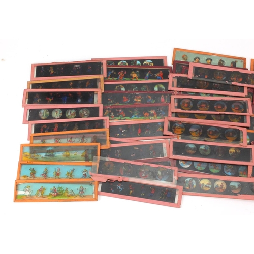 391 - Coloured magic lantern slides including nursery examples