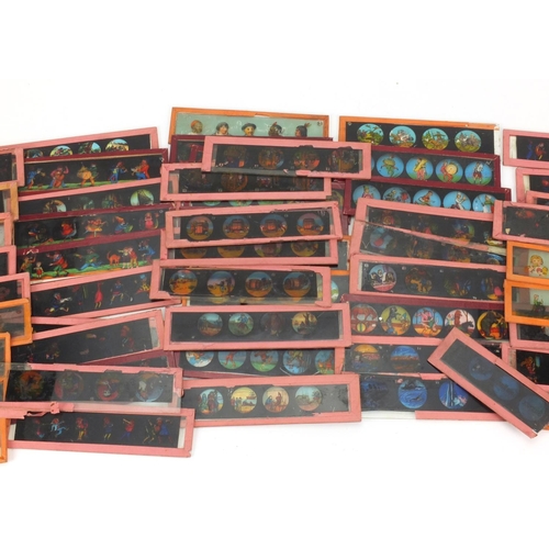 391 - Coloured magic lantern slides including nursery examples