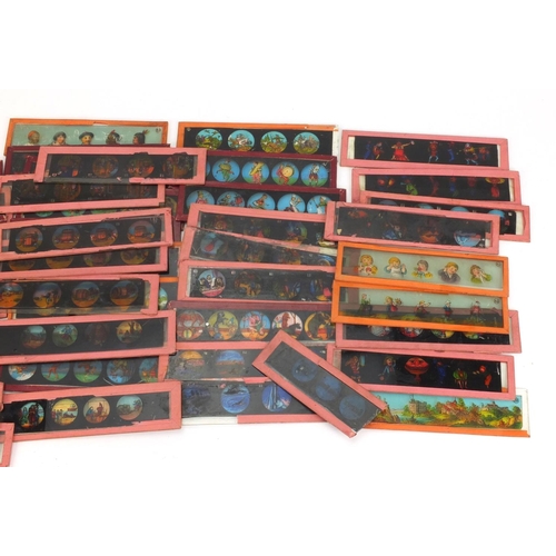 391 - Coloured magic lantern slides including nursery examples