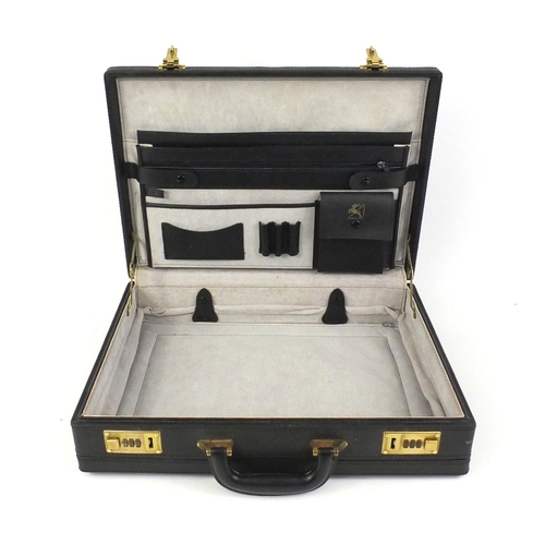 548 - Black leather combination briefcase