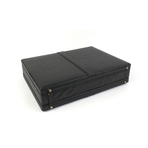 548 - Black leather combination briefcase