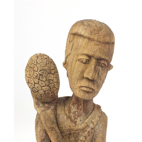 564 - Large floor standing root carving of a gentleman, 85cm high