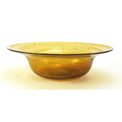 574 - Amber coloured art glass bowl, 26cm in diameter