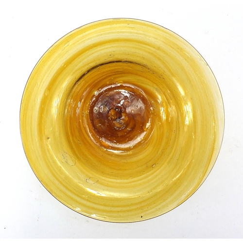 574 - Amber coloured art glass bowl, 26cm in diameter