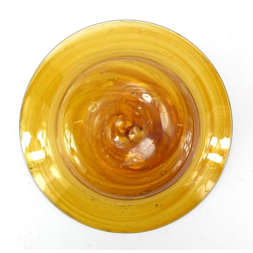 574 - Amber coloured art glass bowl, 26cm in diameter