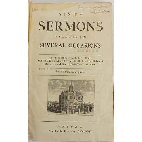 604 - Sixty Sermons Preach'd on Several Occasions, 18th century leather bound hardback book, 1724