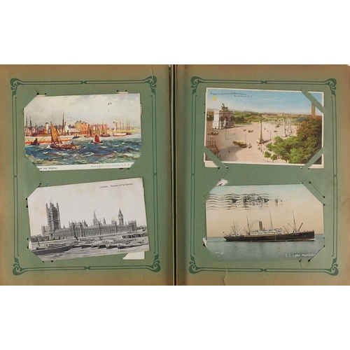 622 - Mostly New York, Military, shipping, social history and topographical postcards arranged in an album... 