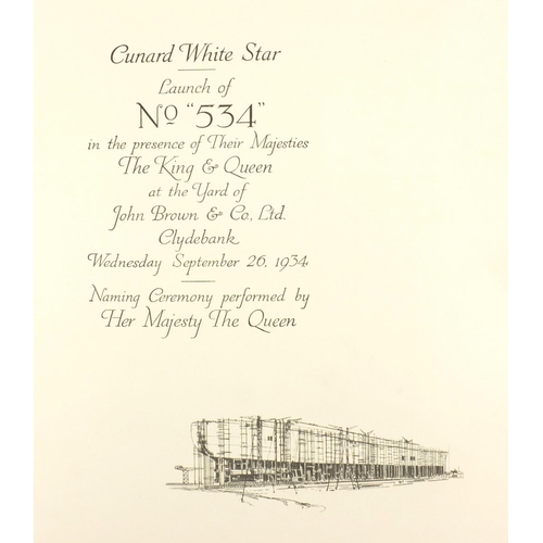 628 - Two copies of Clydebank 1934 Cunard-White Star launch programme, together with the story of RMS Quee... 