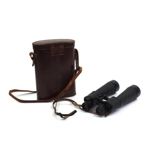 700 - Pair of Lieberman and Gortz binoculars with leather case, the binoculars 24cm long