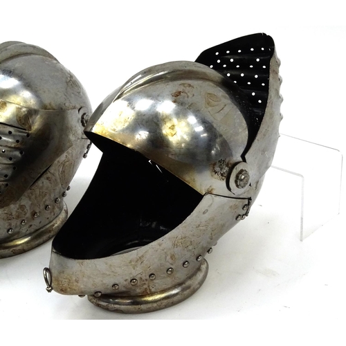 717 - Pair of reproduction Medieval style knights helmets