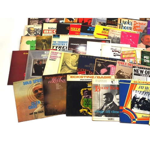 188 - Jazz vinyl LP records including Stan Kenton and Sidney Bechet examples (Plastic crate not included i... 