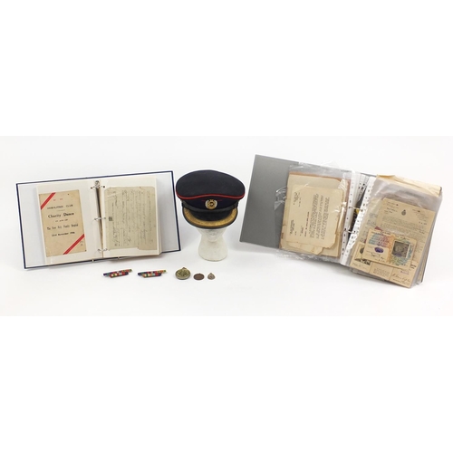 685 - British Military interest ephemera, photographs, Royal Engineers peak cap and pocket watch, mostly r... 