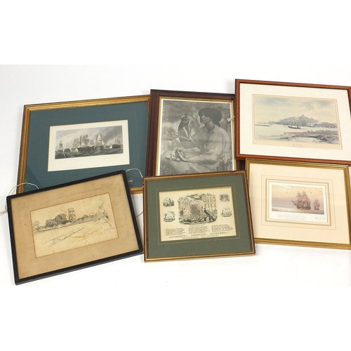 432 - Assorted prints including shipping engravings and religious examples