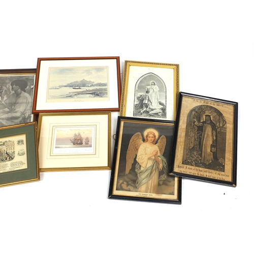 432 - Assorted prints including shipping engravings and religious examples