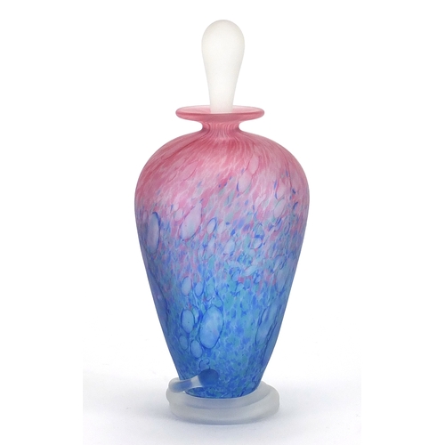 401 - Signed colourful glass scent bottle, 15cm high