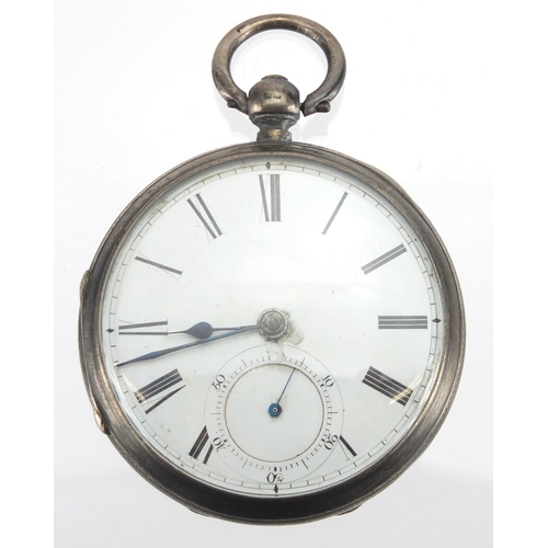 845 - Three silver gentleman's open face pocket watches, two with fusee movement and a Waltham Mass