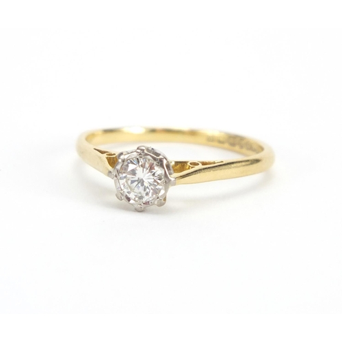 717 - 18ct gold Diamond solitaire ring, size R, approximate weight 2.6g