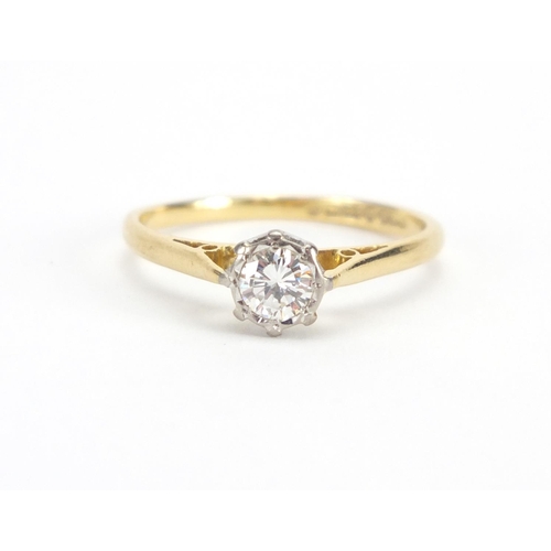 717 - 18ct gold Diamond solitaire ring, size R, approximate weight 2.6g