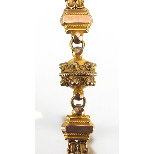 859 - Victorian 9ct gold watch chain, 33cm in length, approximate weight 23.0g