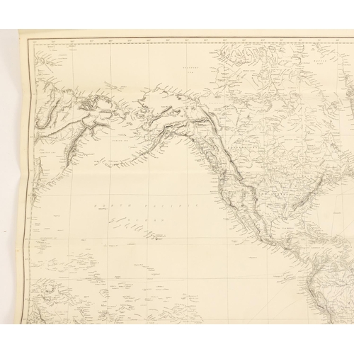 759 - Black and white paper chart of the World, numbered 2558, 150cm x 64cm