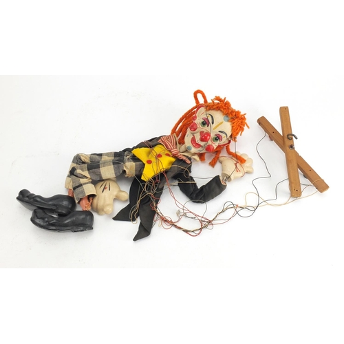 674 - Vintage Pelham clown puppet, with box, 30cm high