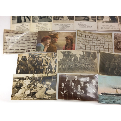 195 - Military, sporting and social history postcards some black and white photographic including German p... 