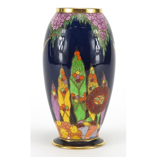 570 - Carlton Ware Fantasia vase, hand painted and gilded with stylised birds and trees, factory marks and... 