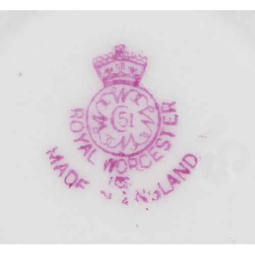 523 - Royal Worcester porcelain cup and saucer, hand painted with fruit by Harry Aynton, the cup numbered ... 