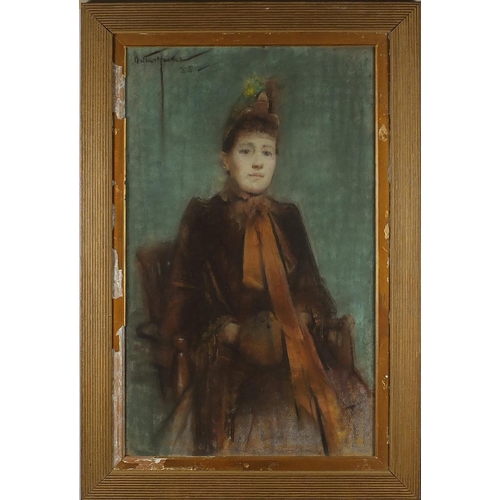 1040 - Arthur Hacker 88 - Portrait of a lady, pastel, mounted and framed, 64cm x 38cm